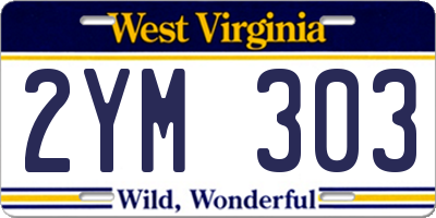 WV license plate 2YM303