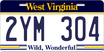 WV license plate 2YM304
