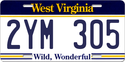 WV license plate 2YM305