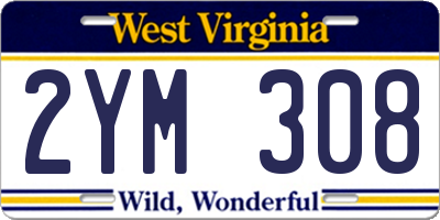 WV license plate 2YM308