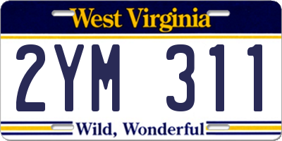WV license plate 2YM311