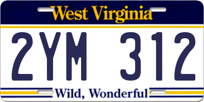 WV license plate 2YM312