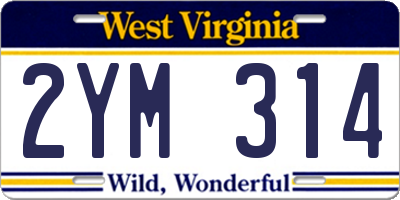 WV license plate 2YM314