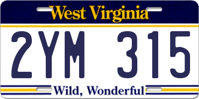 WV license plate 2YM315