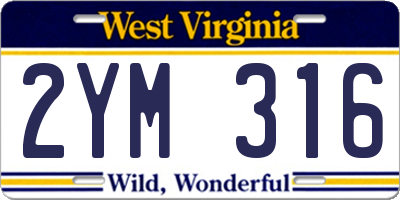 WV license plate 2YM316
