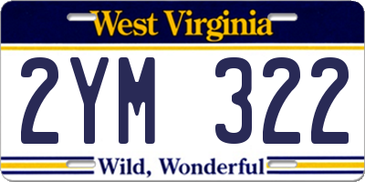 WV license plate 2YM322