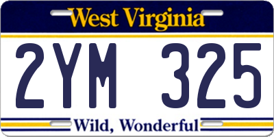 WV license plate 2YM325