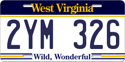 WV license plate 2YM326