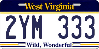 WV license plate 2YM333