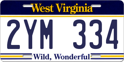 WV license plate 2YM334