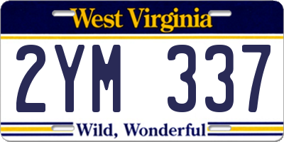 WV license plate 2YM337