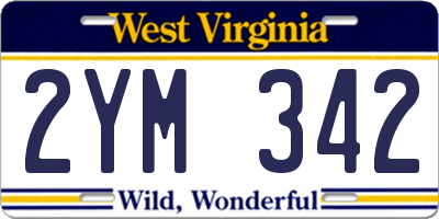 WV license plate 2YM342