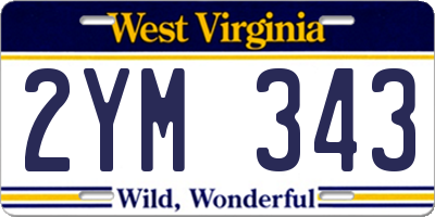 WV license plate 2YM343
