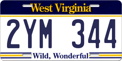 WV license plate 2YM344