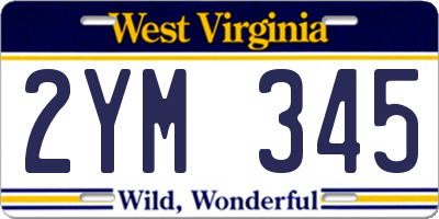 WV license plate 2YM345