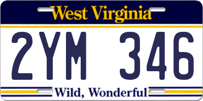 WV license plate 2YM346