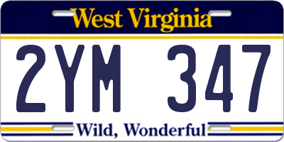 WV license plate 2YM347