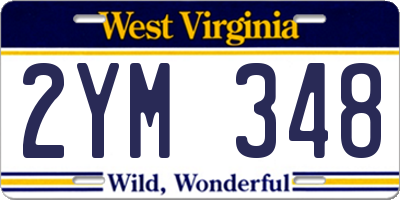 WV license plate 2YM348