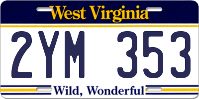 WV license plate 2YM353