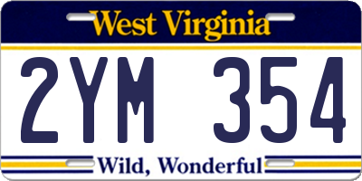 WV license plate 2YM354
