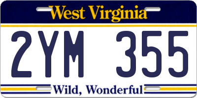 WV license plate 2YM355