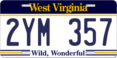 WV license plate 2YM357