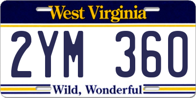 WV license plate 2YM360