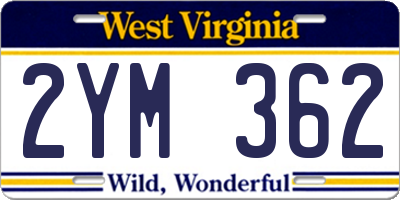WV license plate 2YM362
