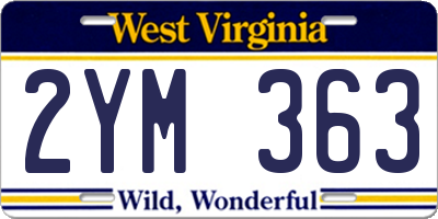 WV license plate 2YM363