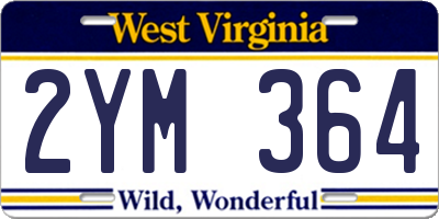 WV license plate 2YM364