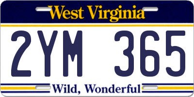 WV license plate 2YM365