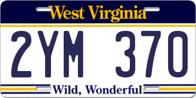 WV license plate 2YM370