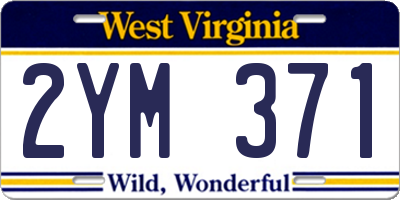 WV license plate 2YM371
