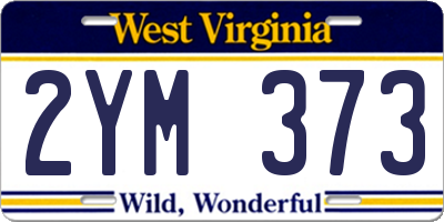 WV license plate 2YM373