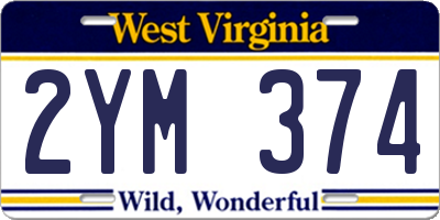 WV license plate 2YM374