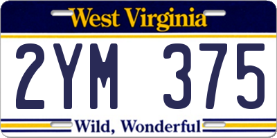 WV license plate 2YM375