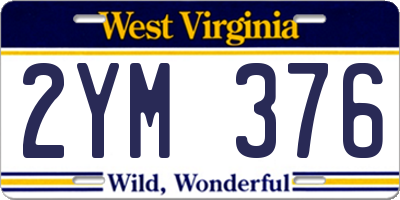WV license plate 2YM376