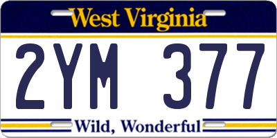 WV license plate 2YM377