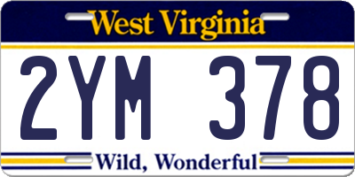 WV license plate 2YM378