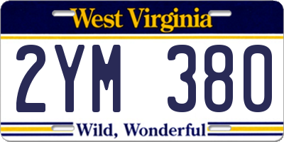 WV license plate 2YM380