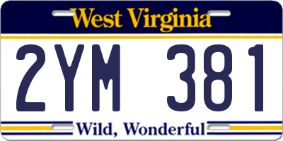 WV license plate 2YM381