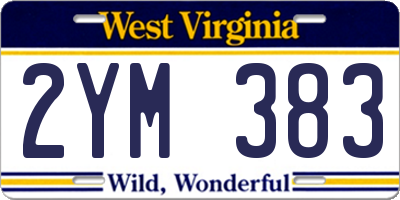 WV license plate 2YM383