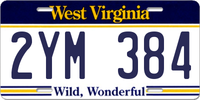 WV license plate 2YM384