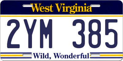 WV license plate 2YM385