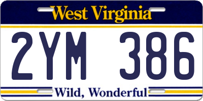 WV license plate 2YM386