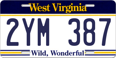 WV license plate 2YM387