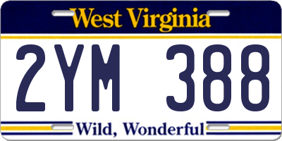 WV license plate 2YM388