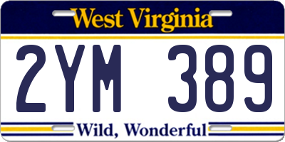WV license plate 2YM389