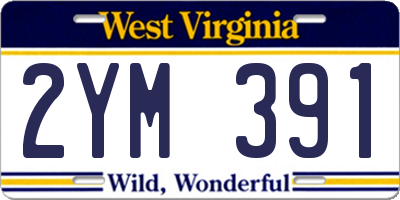 WV license plate 2YM391