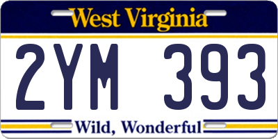 WV license plate 2YM393